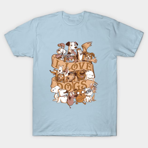I Love Dogs T-Shirt by Emrisno